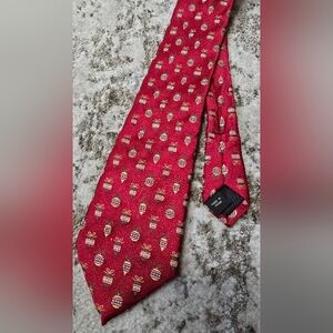 Noel Holiday Collection Red Patterned Christmas Balls Holiday Red Men's Tie